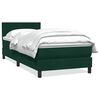 vidaXL Cama com molas/colch&atilde;o 90x220 cm veludo verde-escuro
