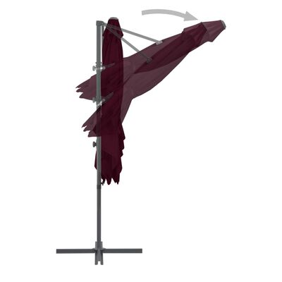 vidaXL Guarda-sol cantilever com poste de aço 250x250 cm bordô