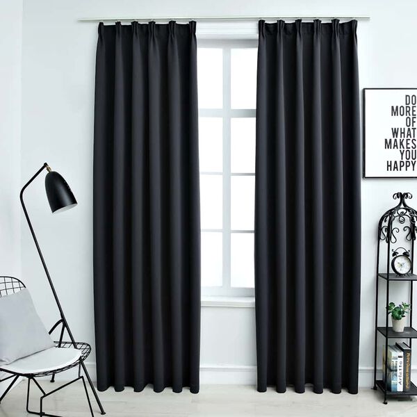 vidaXL Cortinas blackout com ganchos 2 pcs 140x245 cm preto
