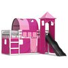 vidaXL Beliche com escorrega e cortinas 90x200 cm rosa