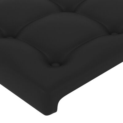 vidaXL Cabeceira de cama c/ LED couro artificial 80x5x78/88 cm preto