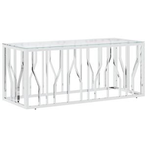 vidaXL Mesa de centro 110x45x45 cm aço inoxidável e vidro