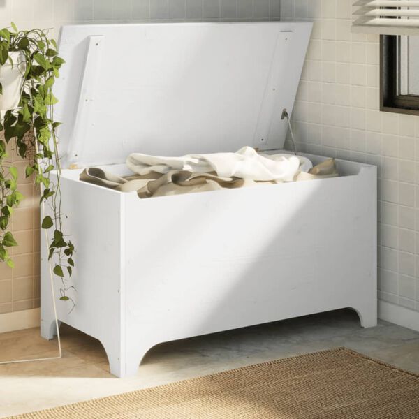 vidaXL Caixa arruma&ccedil;&atilde;o c/ tampa RANA 100x49x54 cm pinho maci&ccedil;o branco