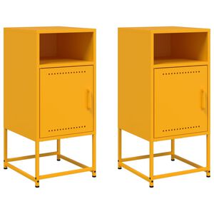 vidaXL Mesas de cabeceira 2 pcs 36x39x78 cm a&ccedil;o amarelo mostarda