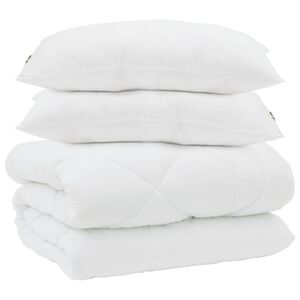 vidaXL Edredom de Inverno com travesseiro 3 pcs Branco Microfibra
