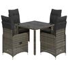 vidaXL 5 pcs conjunto bistr&ocirc; de jardim c/ almofad&otilde;es vime PE cinza