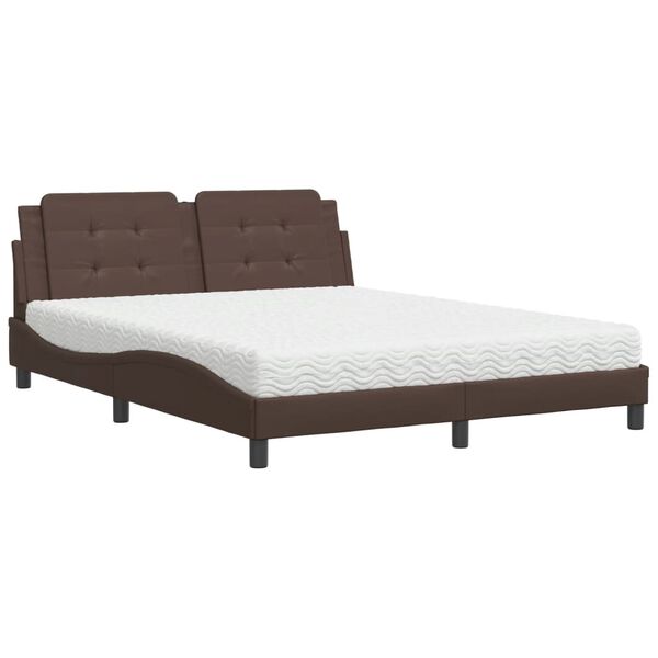vidaXL Cama com colch&atilde;o Zadar 160x200 cm couro artificial castanho