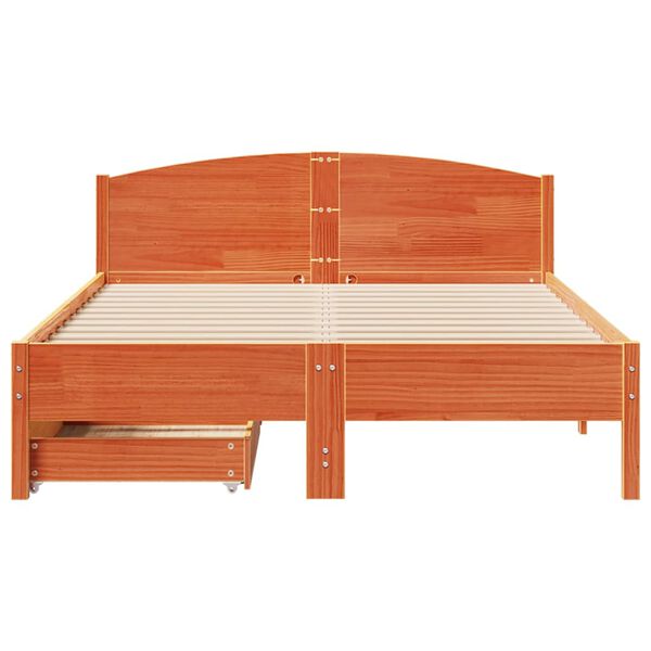 vidaXL Cama sem colch&atilde;o 140x200 cm madeira pinho maci&ccedil;a castanho-mel