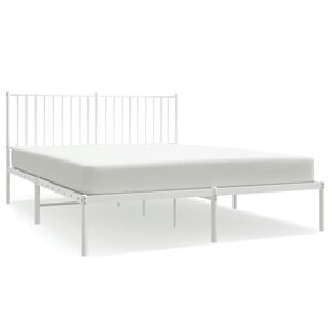 vidaXL Estrutura de cama com cabeceira 160x200 cm metal branco
