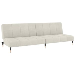 vidaXL Sof&aacute;-cama de 2 lugares veludo cor creme