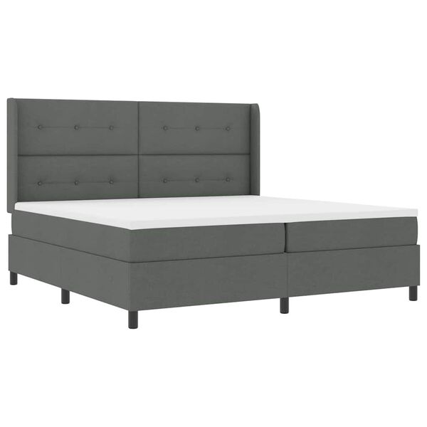 vidaXL Cama Box com colch&atilde;o Cinzento escuro 200 x 200 cm tecido