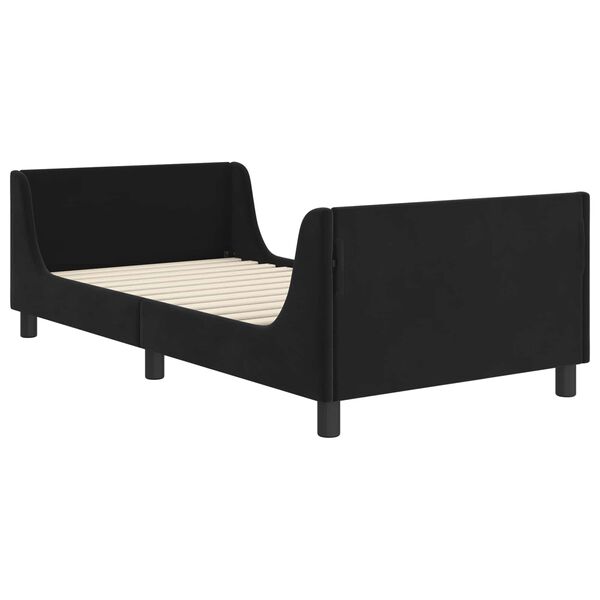 vidaXL Estrutura de Cama Infantil com Cabeceira Preto 90 x 190 cm