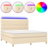 vidaXL Cama box spring c/ colch&atilde;o e LED 160x200 cm tecido cor creme