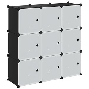 vidaXL Organizador de arruma&ccedil;&atilde;o com 9 cubos e portas PP preto