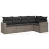 vidaXL 5 pcs conjunto sof&aacute;s de jardim c/ almofad&otilde;es vime PE cinzento