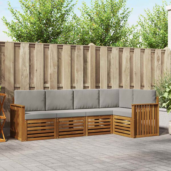 vidaXL Conjuntos de sof&aacute;s com almofada 5 pcs Cinza Natural e Claro