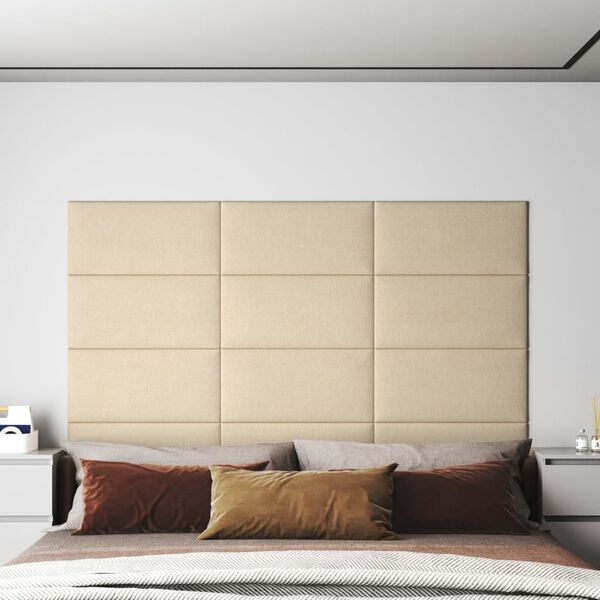 vidaXL Painel de parede 12 pcs 60x30 cm tecido 2,16 m&sup2; creme
