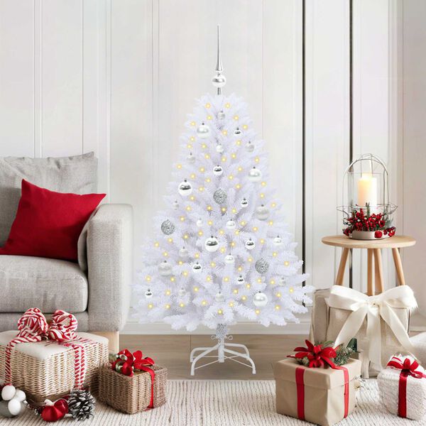 vidaXL &Aacute;rvore de Natal Articulada Artificial Branco 120 cm PVC e A&ccedil;o