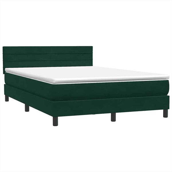 vidaXL Cama box spring com colch&atilde;o 160x210 cm veludo verde escuro