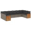 vidaXL 10 pcs conjunto sof&aacute;s de jardim c/ almofad&otilde;es vime PE cinzento