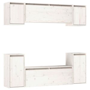 vidaXL M&oacute;veis de TV 6 pcs madeira de pinho maci&ccedil;a branco