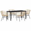 vidaXL Conjunto de Jantar para Jardim 5 unid. Castanho vime PE