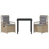 vidaXL Conjunto de Jantar para Jardim 3 pcs Bege e Cinza Claro vime PE