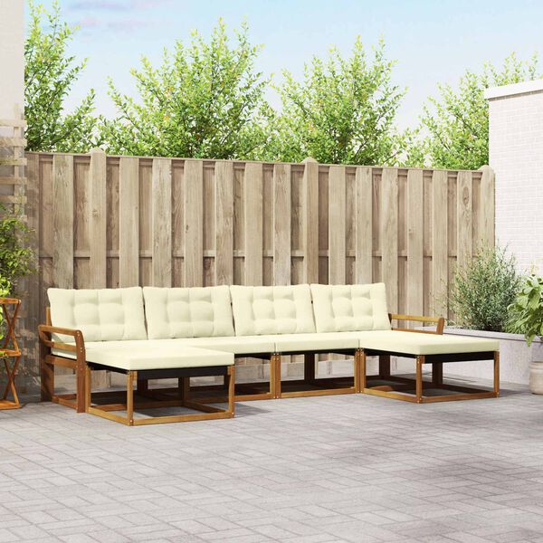 vidaXL Conjunto de Sof&aacute;s para Exterior 6 pcs Natural e Creme