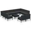 vidaXL 12 pcs conjunto lounge de jardim c/ almofad&otilde;es vime PE preto