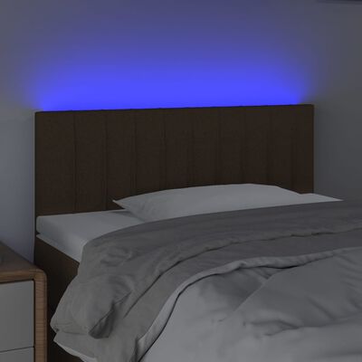 vidaXL Cabeceira de cama c/ luzes LED tecido 80x5x78/88 cm castanho