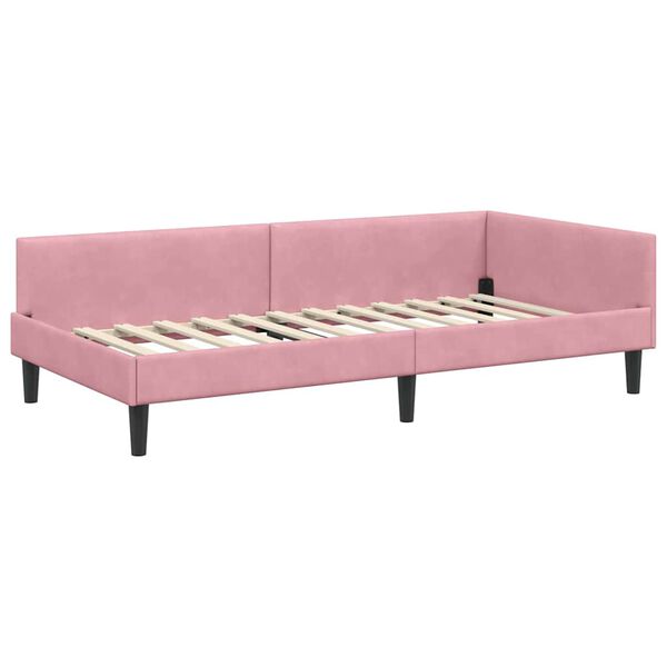 vidaXL Estrutura de Cama de Canto com cabeceira Rosa 90 cm x 190 cm