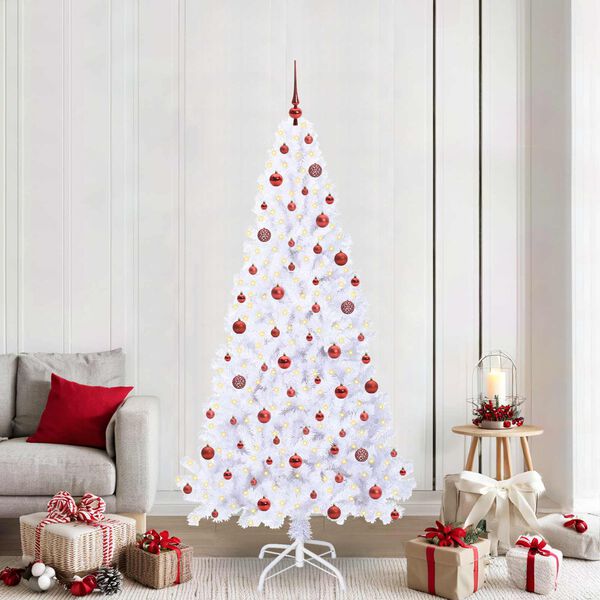 vidaXL &Aacute;rvore de Natal Artificial com 300 LEDs Branco 210 cm PVC e A&ccedil;o