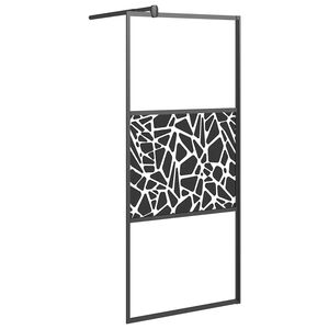 vidaXL Divis&oacute;ria de chuveiro 80x195cm vidro ESG design de pedras preto