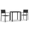 vidaXL 3 pcs conjunto de jantar para jardim preto