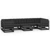 vidaXL 8 pcs conjunto longue jardim c/ almofad&otilde;es pinho maci&ccedil;o preto