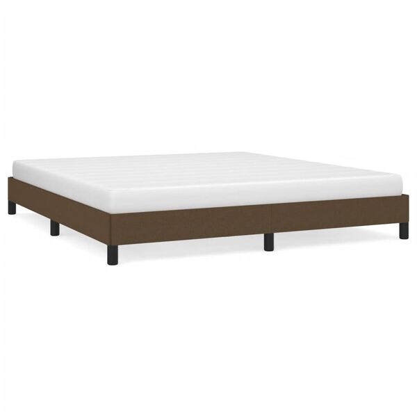 vidaXL Estrutura de cama sem colch&atilde;o 160x200 cm tecido castanho-escuro