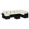 vidaXL 9 pcs conjunto de sof&aacute;s p/ jardim c/ almofad&otilde;es vime PE preto