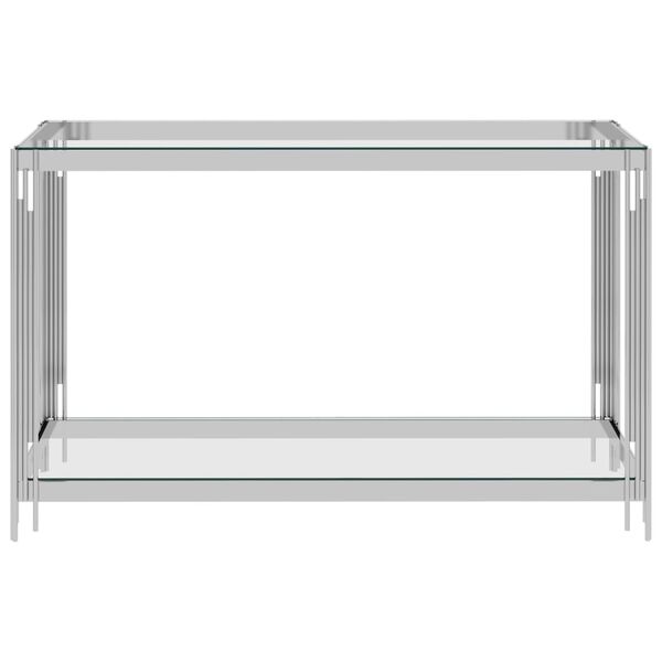 vidaXL Mesa de apoio 120x40x78 cm a&ccedil;o inoxid&aacute;vel prateado e vidro