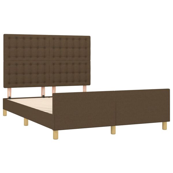 vidaXL Estrutura de cama sem colch&atilde;o 140x200 cm tecido castanho-escuro
