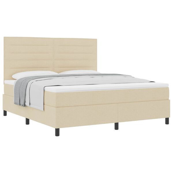 vidaXL Cama Box com colch&atilde;o com cabeceira Creme 180 x 200 cm tecido