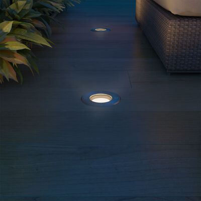 vidaXL Iluminação LED p/ piso exterior, 3 pcs, redondo