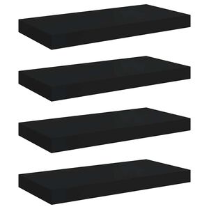 vidaXL Prateleiras de parede suspensas 4 pcs 50x23x3,8cm MDF preto