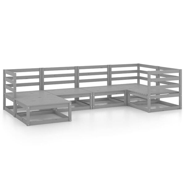 vidaXL 6 pcs conjunto lounge de jardim pinho maci&ccedil;o cinzento