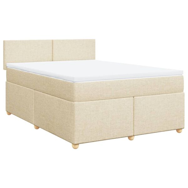 vidaXL Cama com molas/colch&atilde;o 140x190 cm tecido cor creme