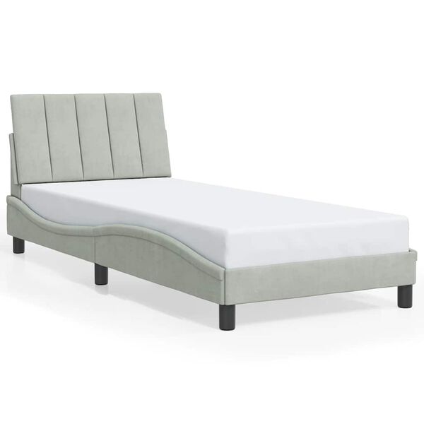 vidaXL Estrutura de cama sem colch&atilde;o Hanko 90x200 cm veludo cinzento-claro