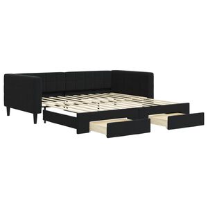 vidaXL Sof&aacute;-cama com gavet&atilde;o e gavetas 100x200 cm veludo preto
