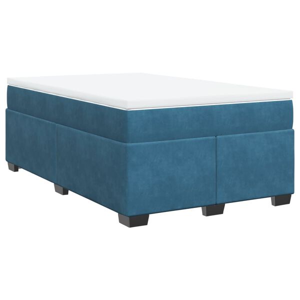 vidaXL Cama boxspring com colch&atilde;o 120x200 cm veludo azul-escuro