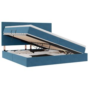 vidaXL Cama com arruma&ccedil;&atilde;o e LED Azul Escuro 200 x 200 cm Veludo