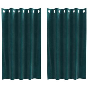 vidaXL Cortinas opacas 2 unid. Verde-Escuro 140 x 140 cm Veludo