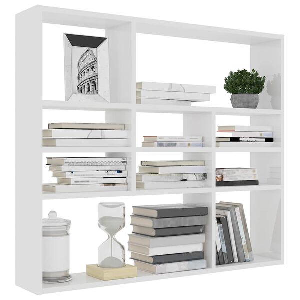 vidaXL Estante de parede 90x16x78 cm contraplacado branco